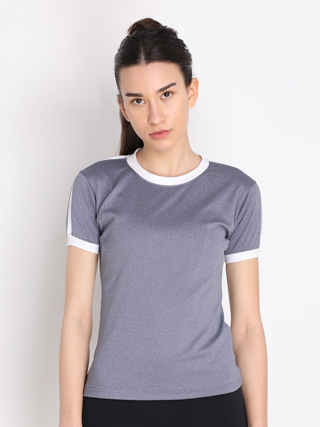 CHKOKKO Women Grey Outdoor T-shirt