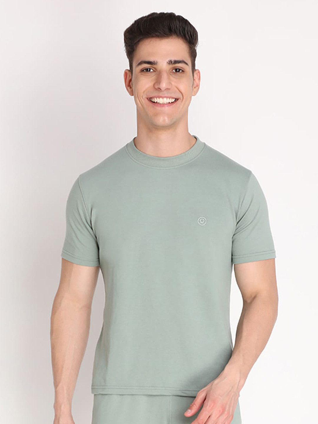 Chkokko Men Green Applique Outdoor T-shirt