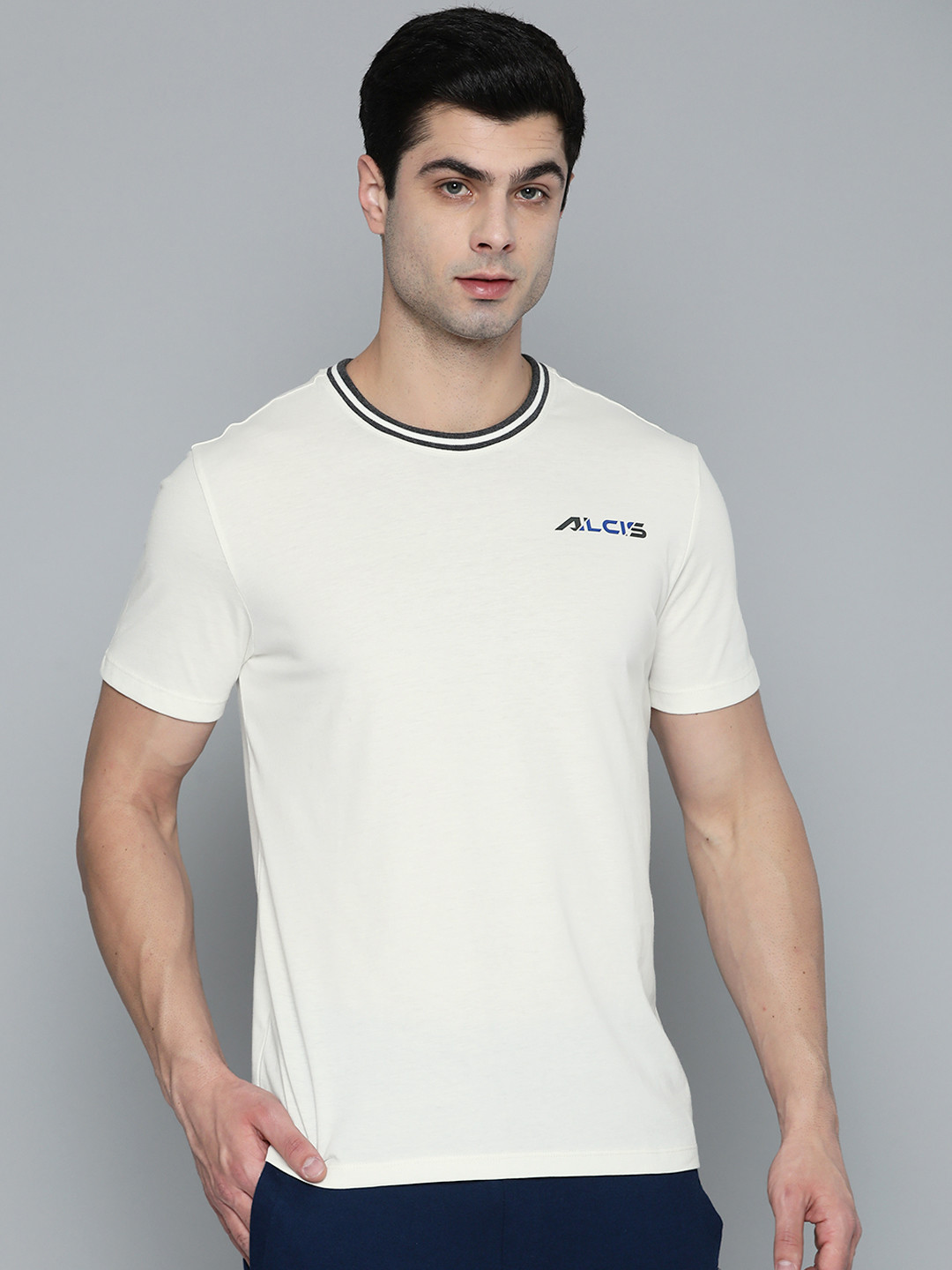 Alcis Men White Brand Logo T-shirt