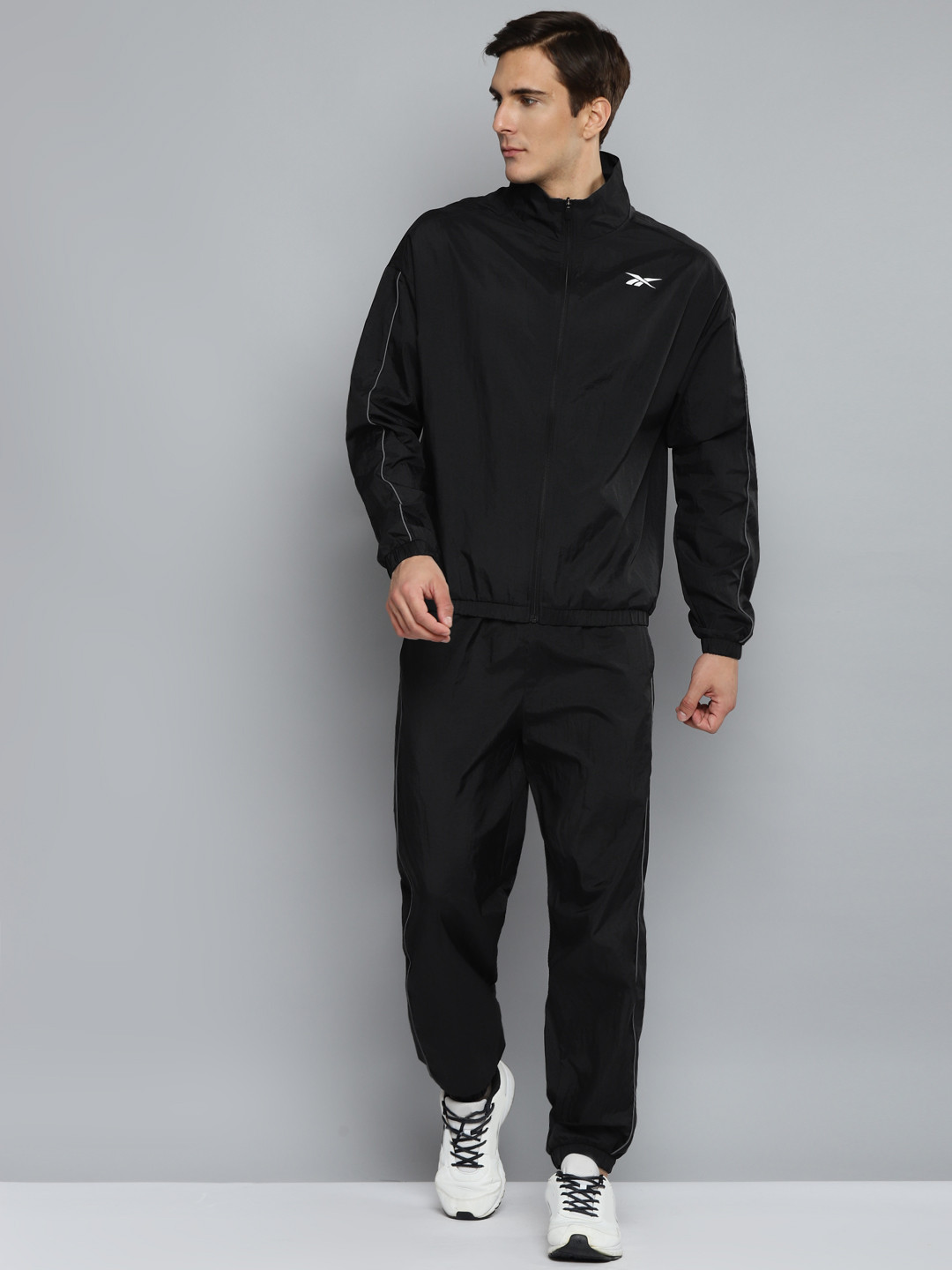 Reebok Men Black Solid Training Workout Ready Tracksuit
