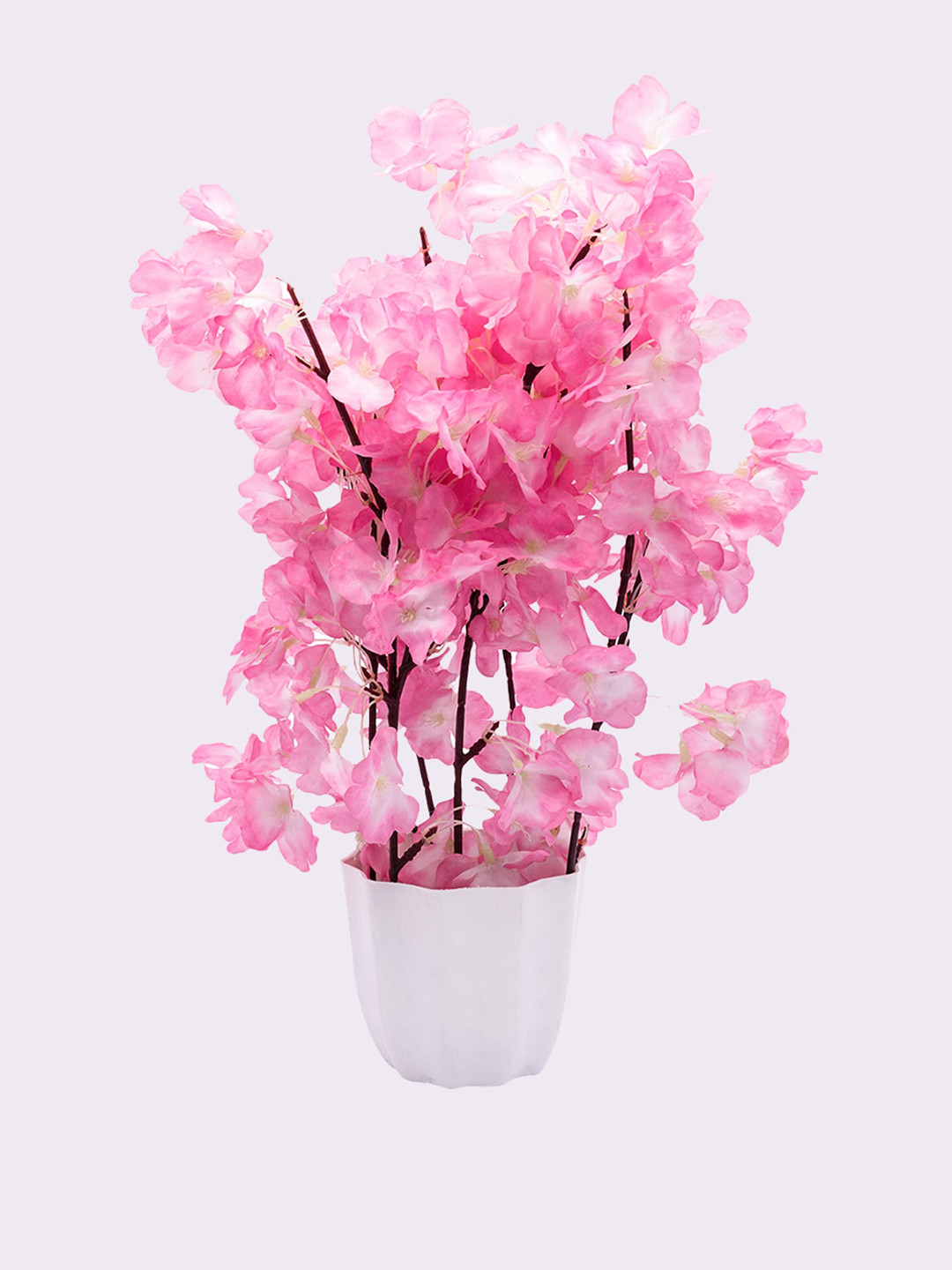MARKET99 Pink & White Artificial Blossom Flowers With Pot
