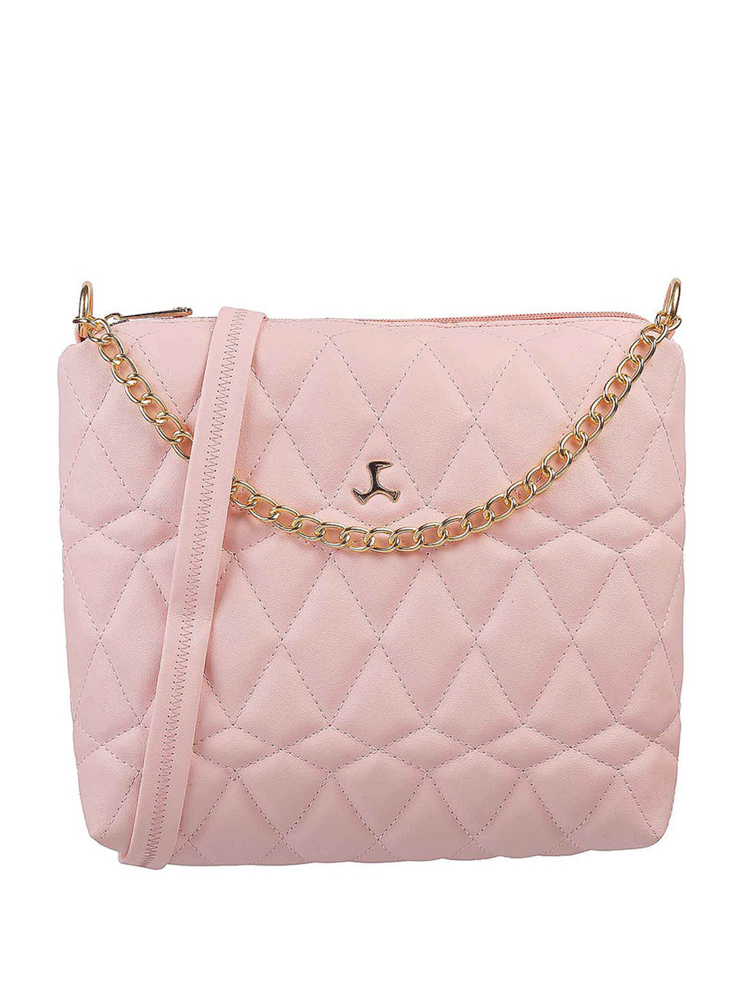 Mochi Pink Quilted Structured Sling Bag