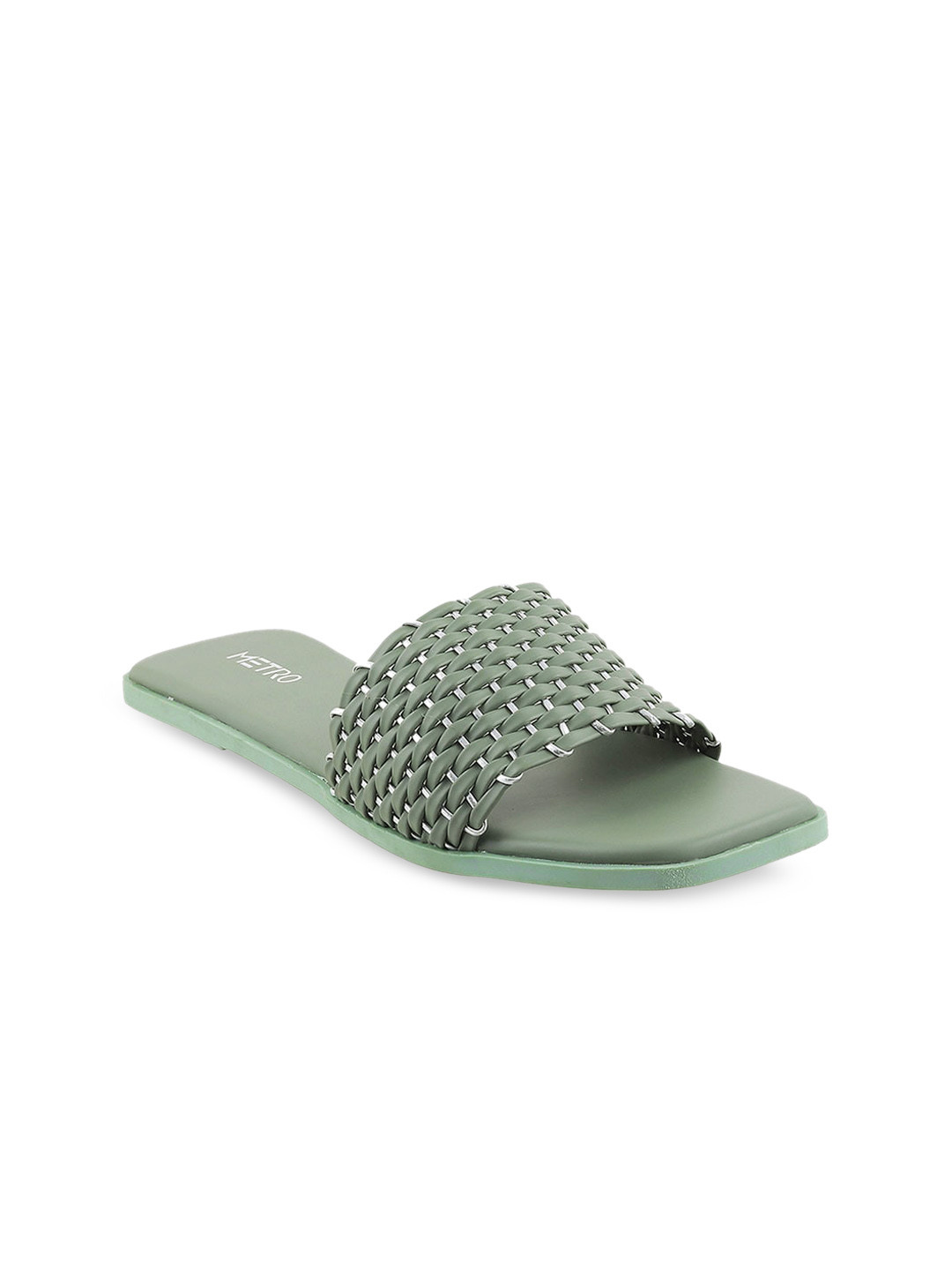 Metro Women Green Open Toe Flats