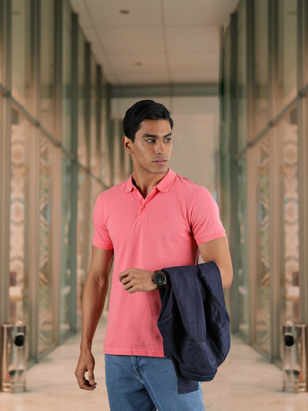 Pink polo 2025 dress shirt