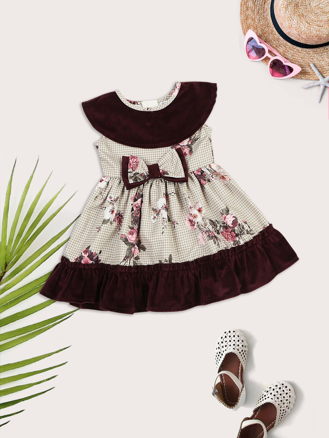 MeeMee Maroon Floral Dress