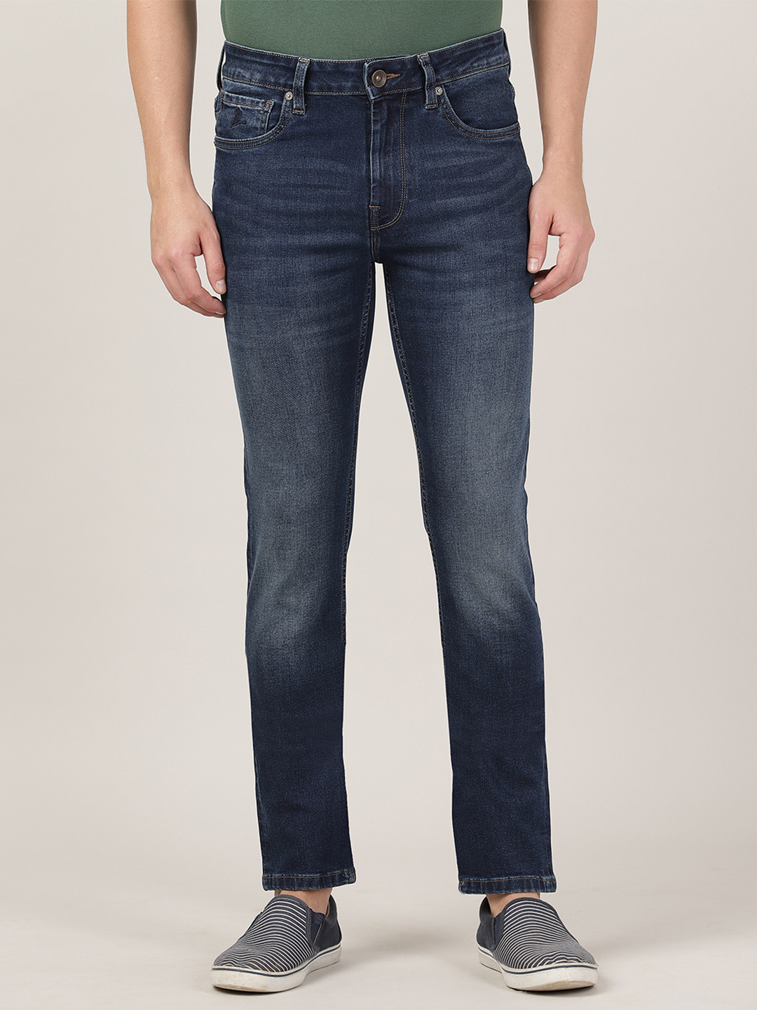 MERCHANT MARINE Men Blue Slim Fit Heavy Fade Jeans