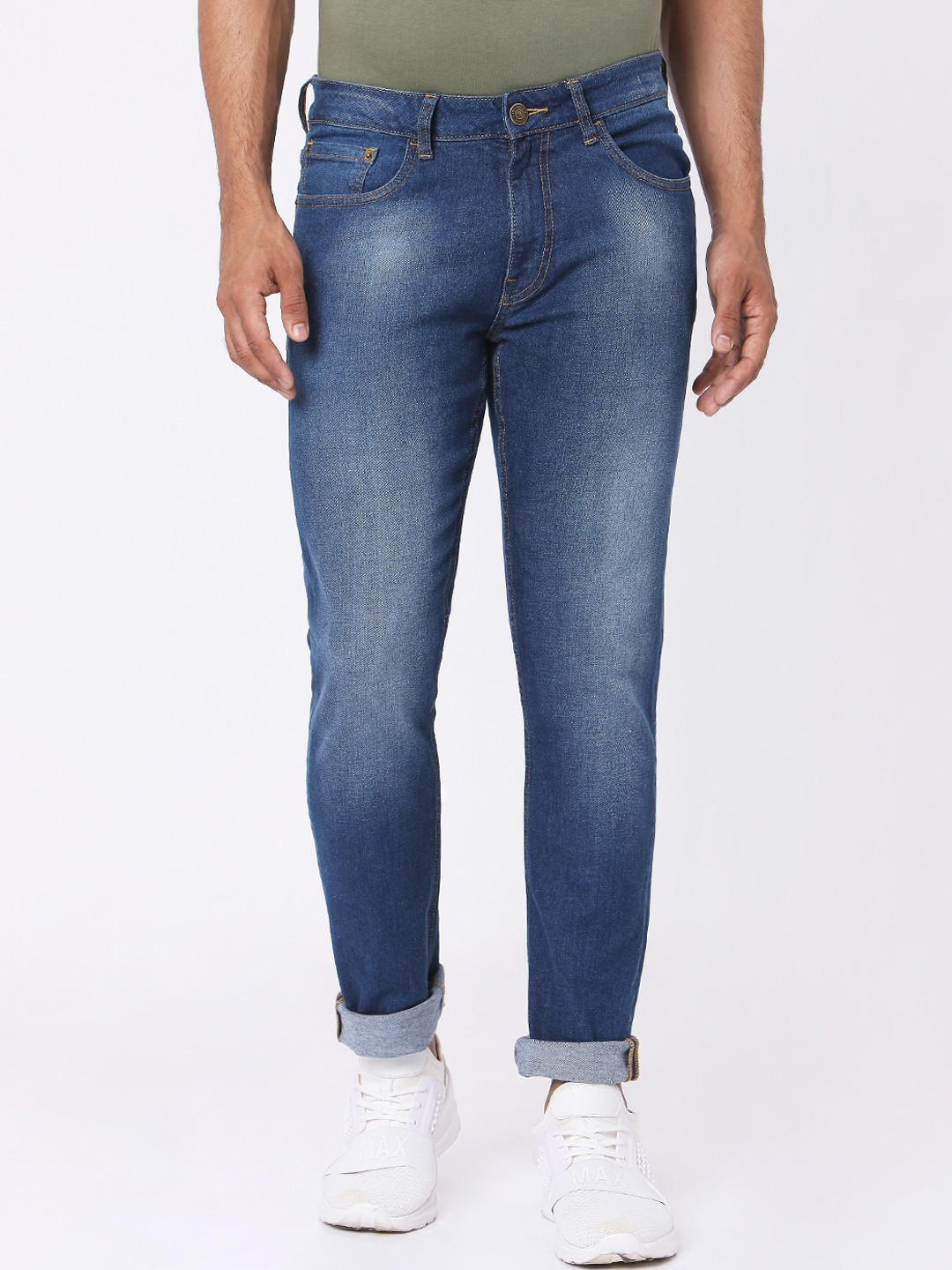 MERCHANT MARINE Men Blue Slim Fit Heavy Fade Jeans