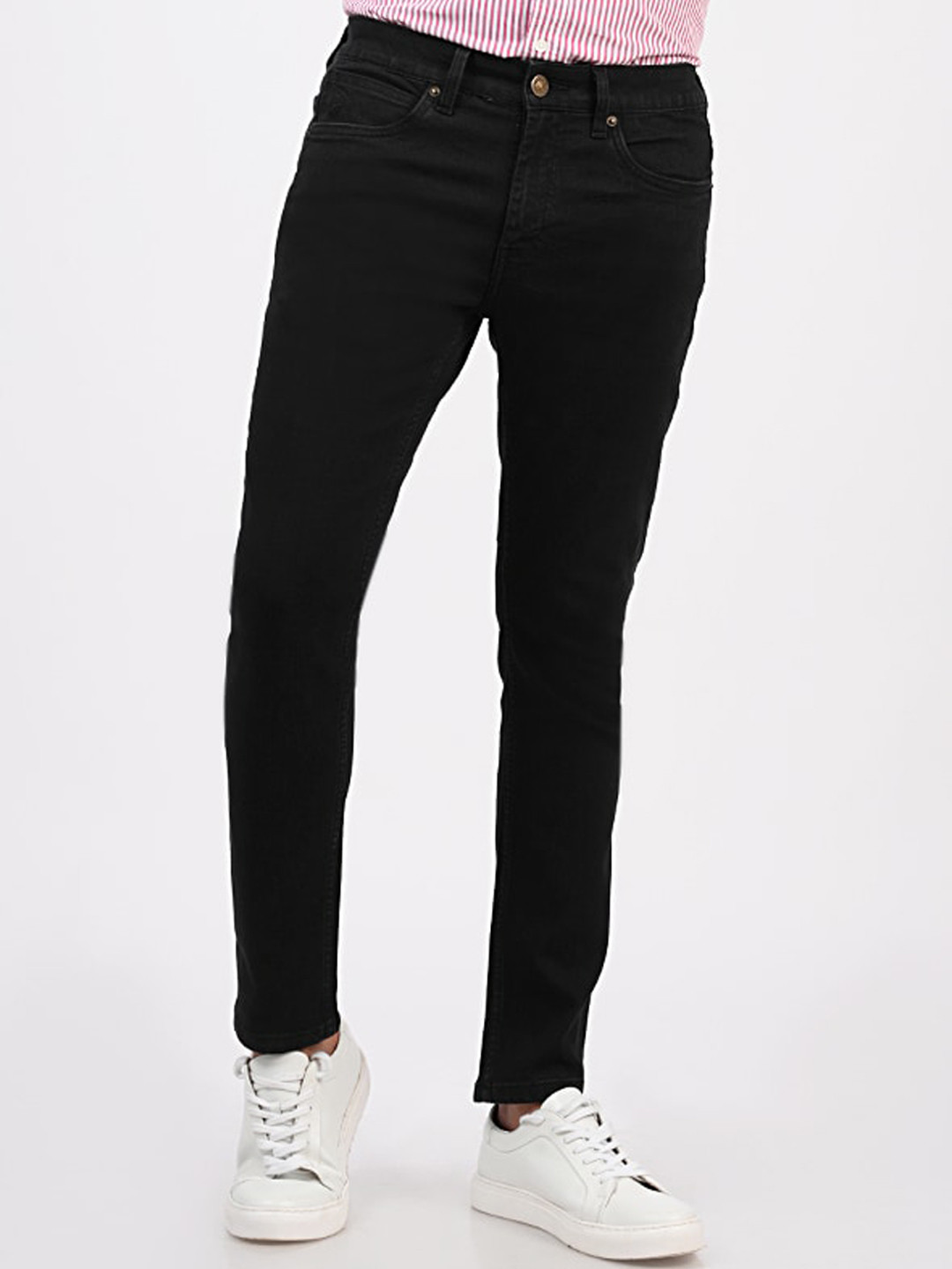 MERCHANT MARINE Men Black Cotton Skinny Fit Jeans