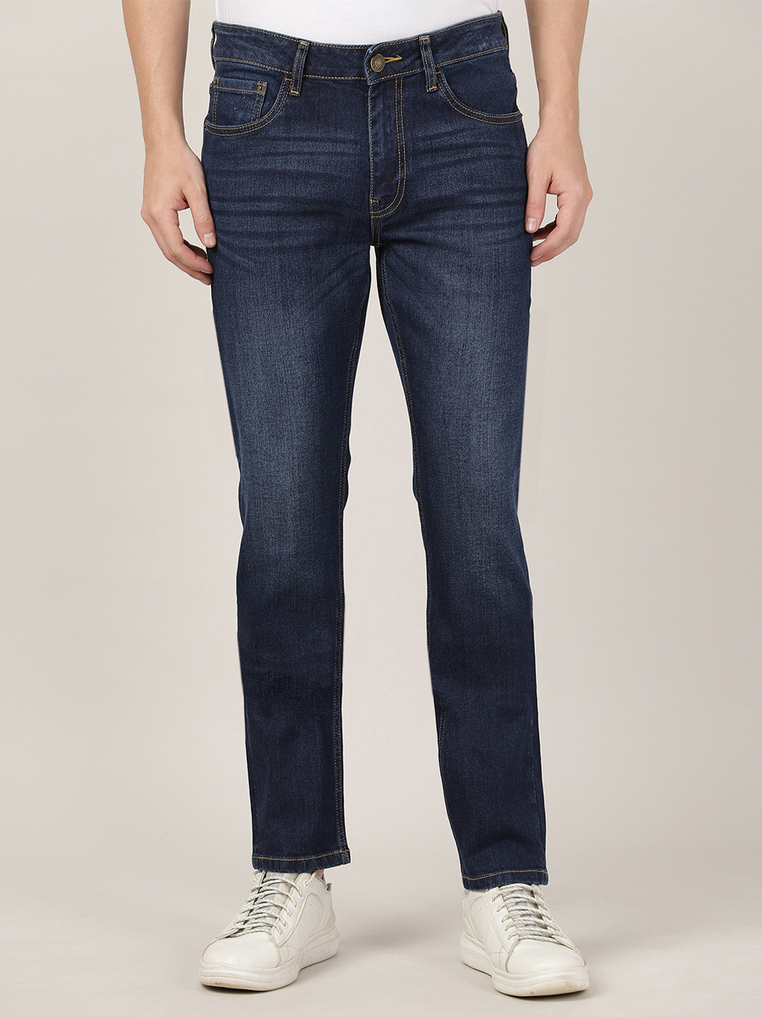 MERCHANT MARINE Men Navy Blue Slim Fit Light Fade Jeans