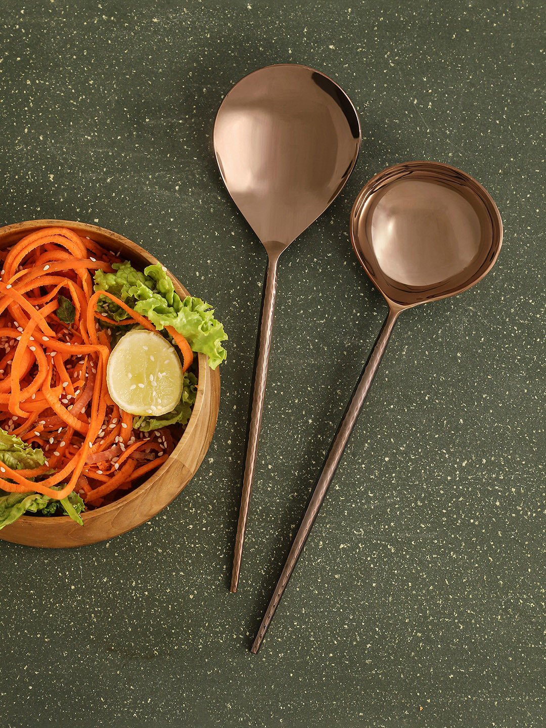 ellementry Set Of 2 Gold-Toned hammered handle Ladle