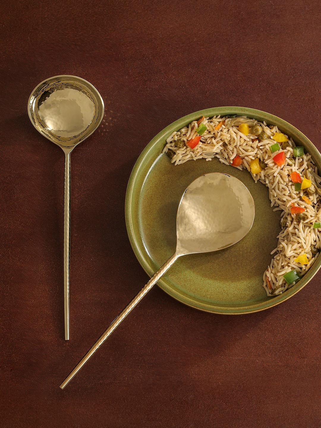 ellementry Set of 2 Gold-Toned Stainless Steel Serving Spoons