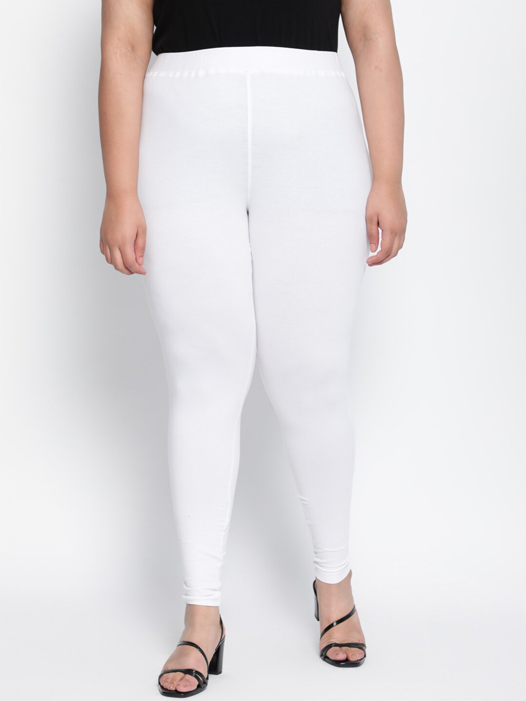 Amydus Women Plus Size White Ankle-Length Leggings