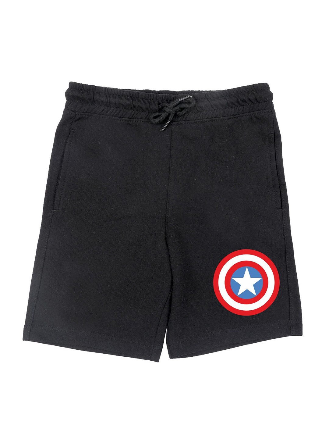 Marvel by Wear Your Mind Boys Black Superhero Printed Captain America Shorts