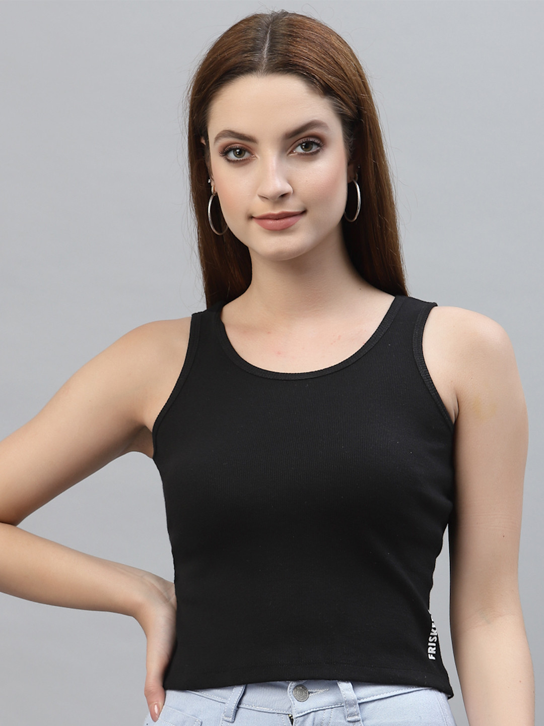 Friskers Black Ribbed Top