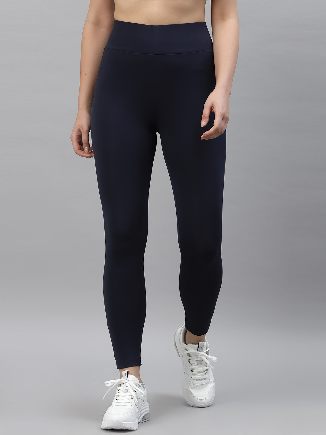 Red Tape Women Navy Blue High Waist Solid Activewear Tights