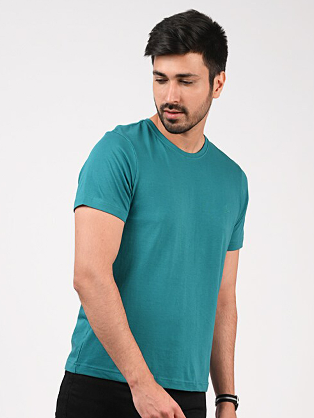 MERCHANT MARINE Men Teal Pure Cotton Regular fit T-shirt