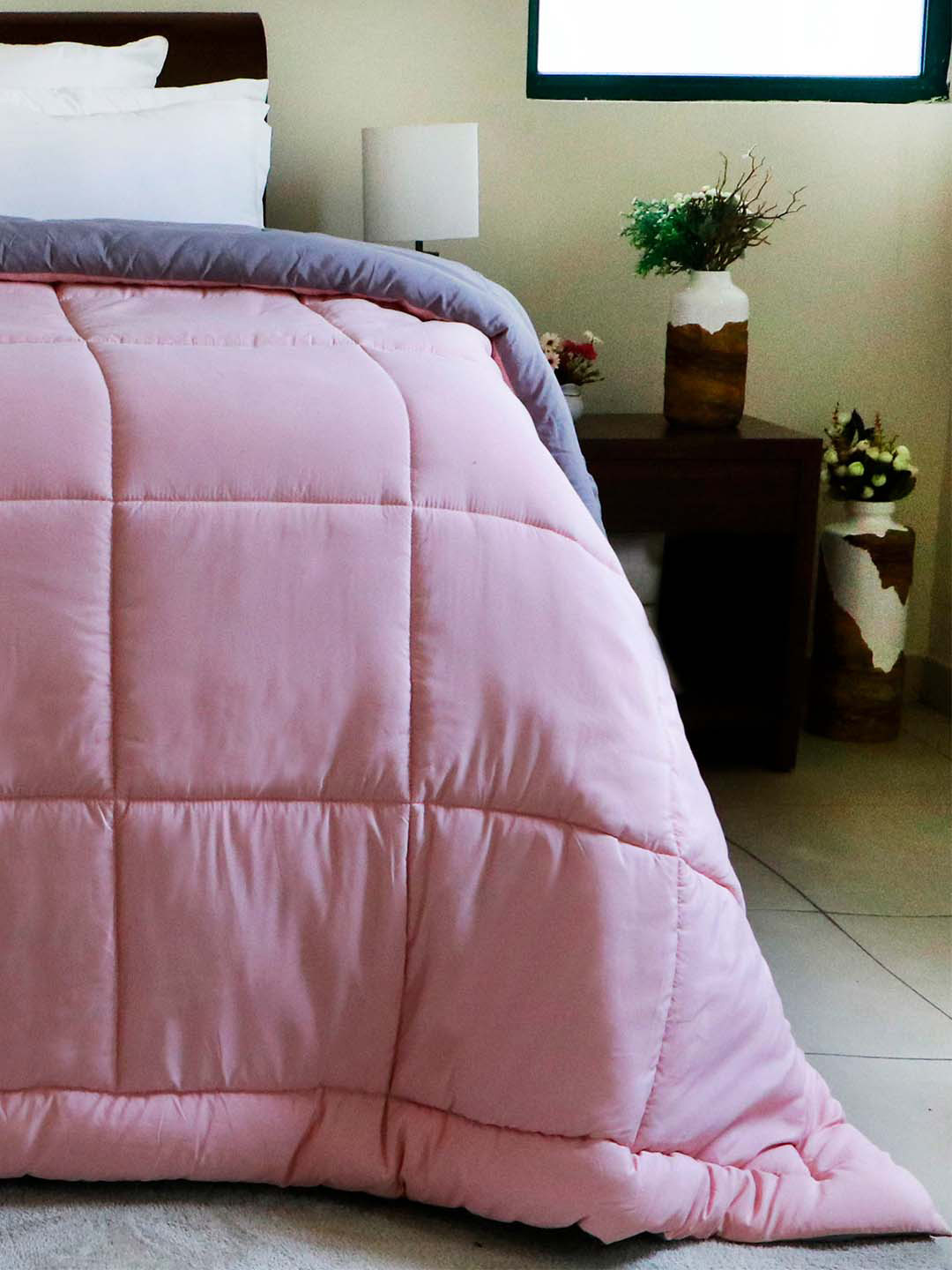 MYTRIDENT Pink  Grey AC Room 120 GSM Double Bed Urban Comfort Comforter