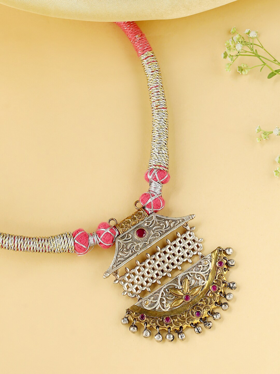 VIRAASI Silver-Toned & Gold-Toned Brass Necklace