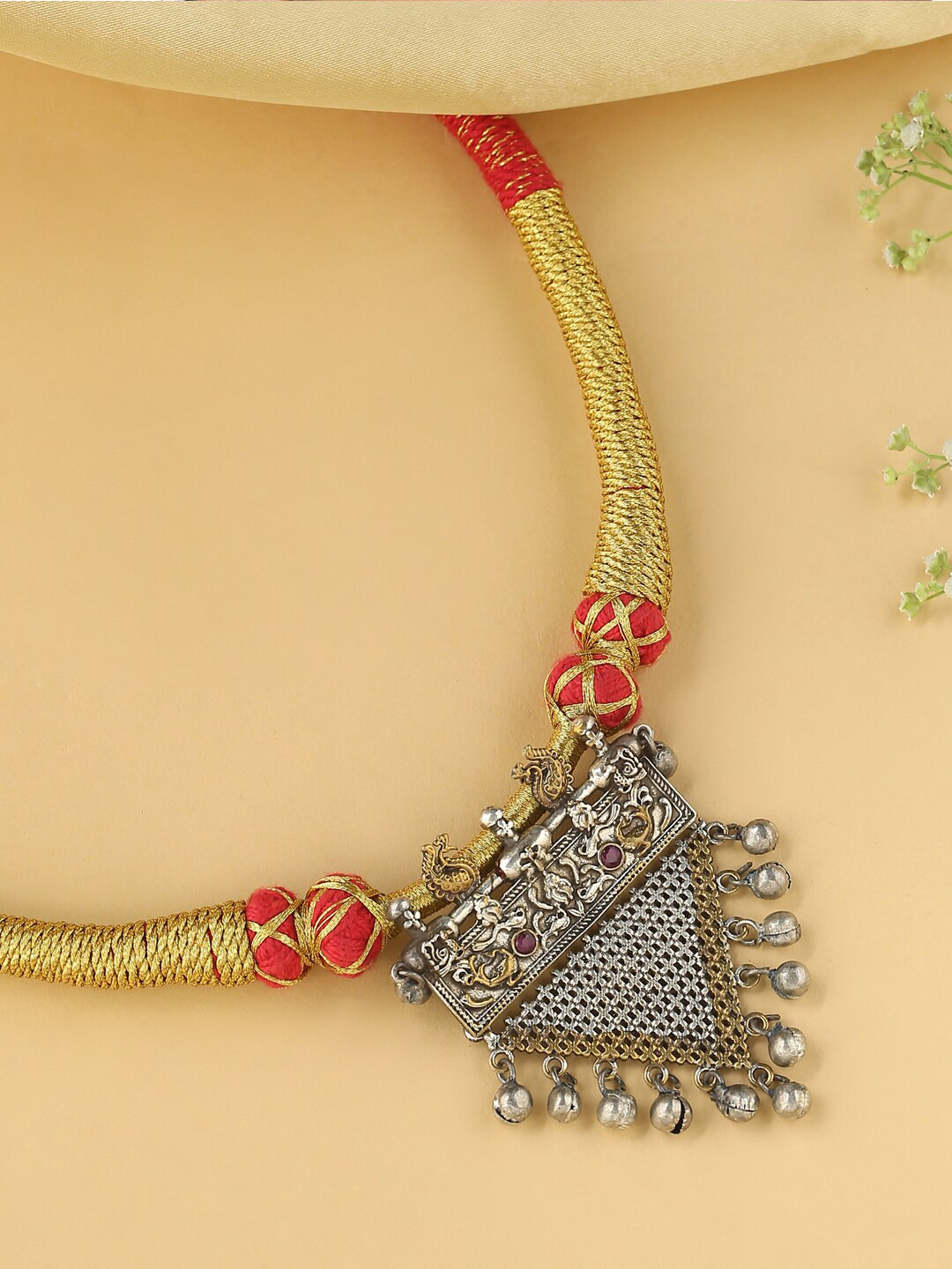 VIRAASI Women Assorted Brass Antique Thread Necklace