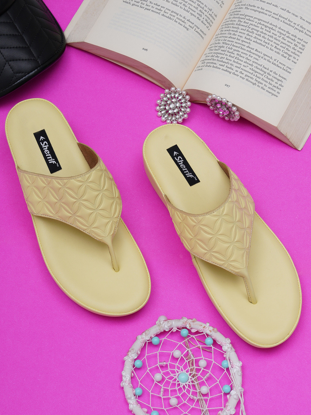 Sherrif Shoes Yellow Ethnic Wedge Sandals