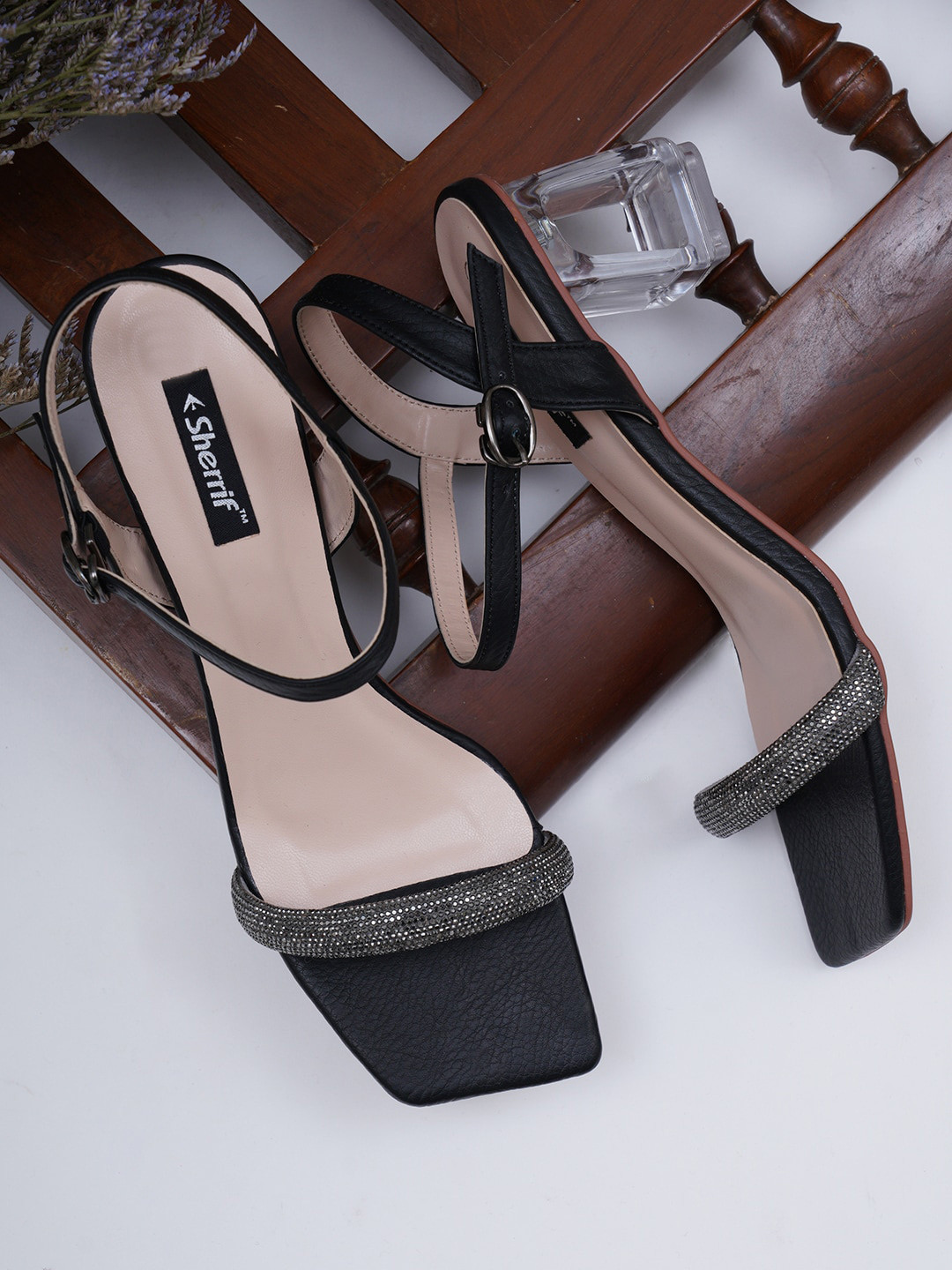 Sherrif Shoes Black Colourblocked Party Block Heels