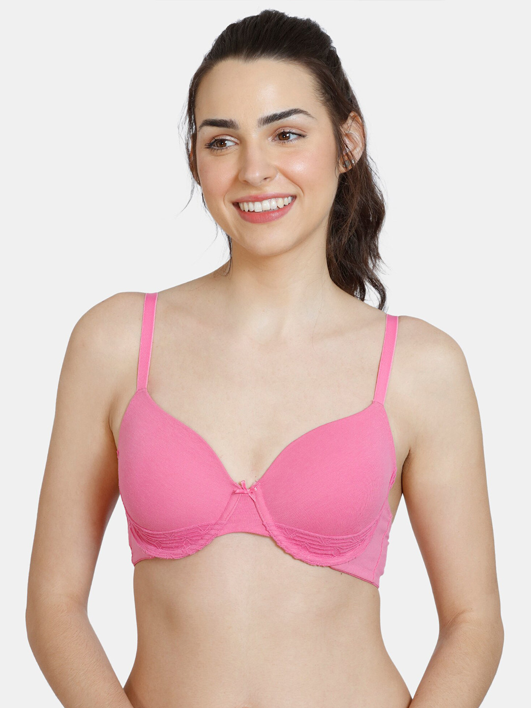 Zivame Pink Underwired Lightly Padded Bra ZI10YYFASH0PINK