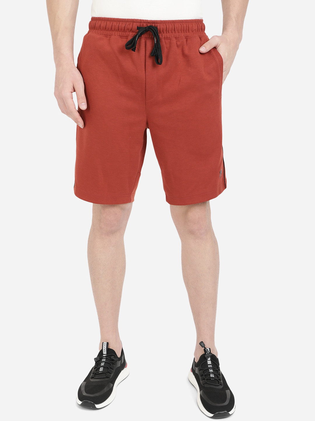 JADE BLUE Men Rust Pure Cotton Shorts