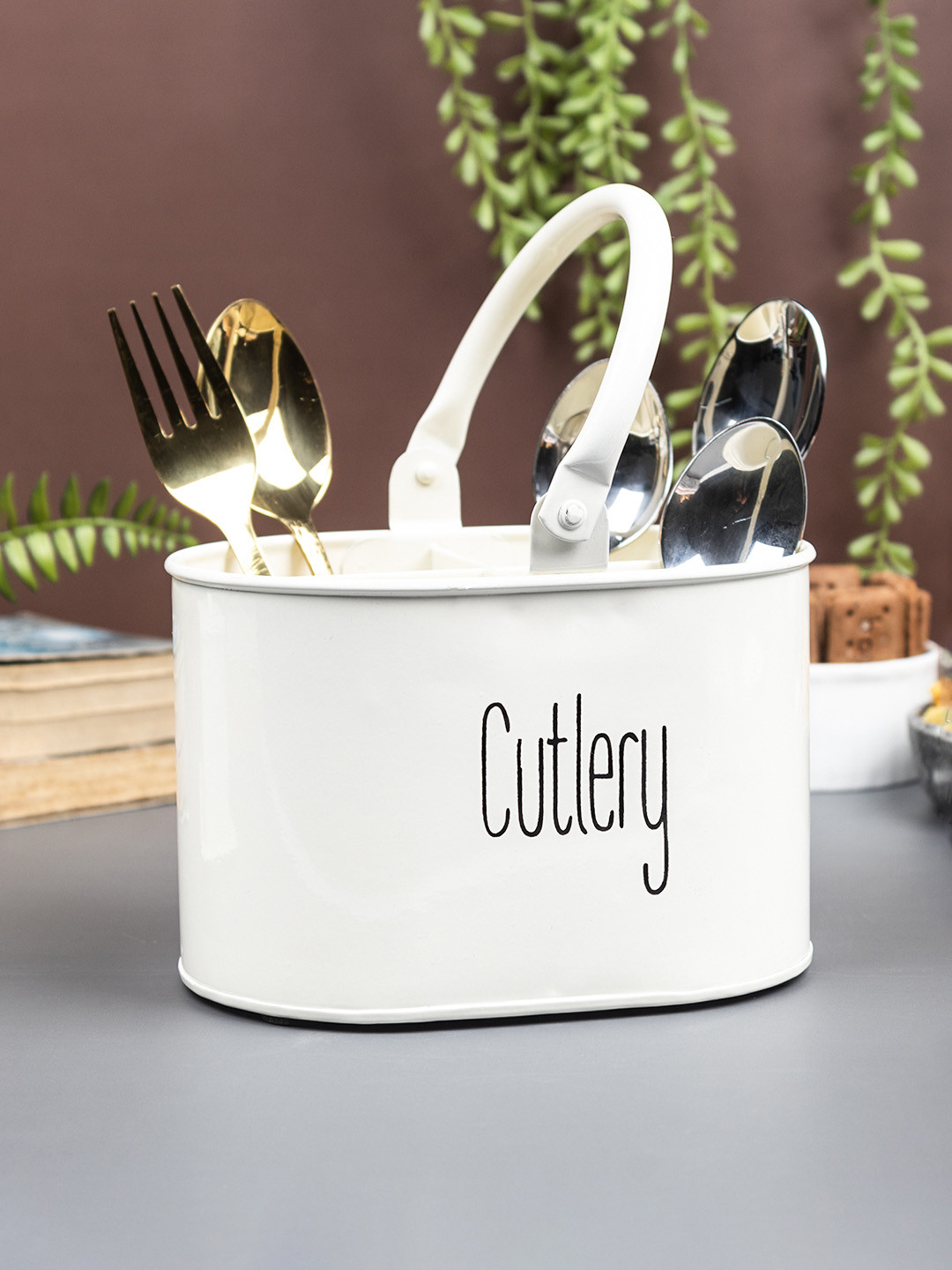 MARKET99  Off White Printed Cutlery Holder