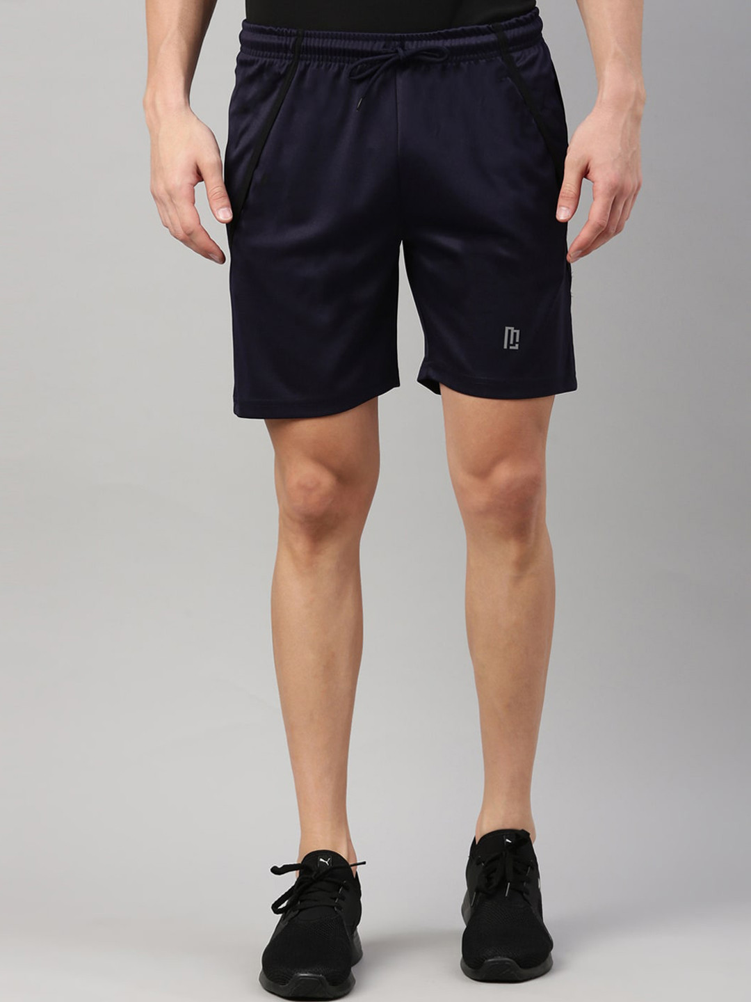 Maniac Men Navy Blue Slim Fit Running Sports Shorts