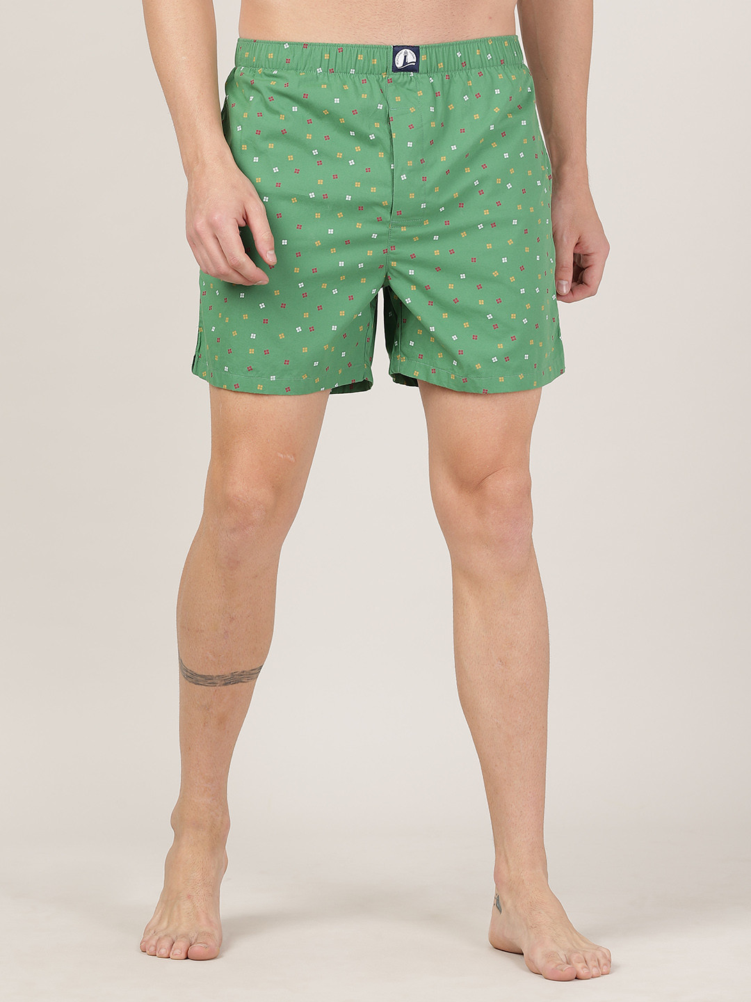 MERCHANT MARINE Men Sea Green Printed Pure Cotton Boxers