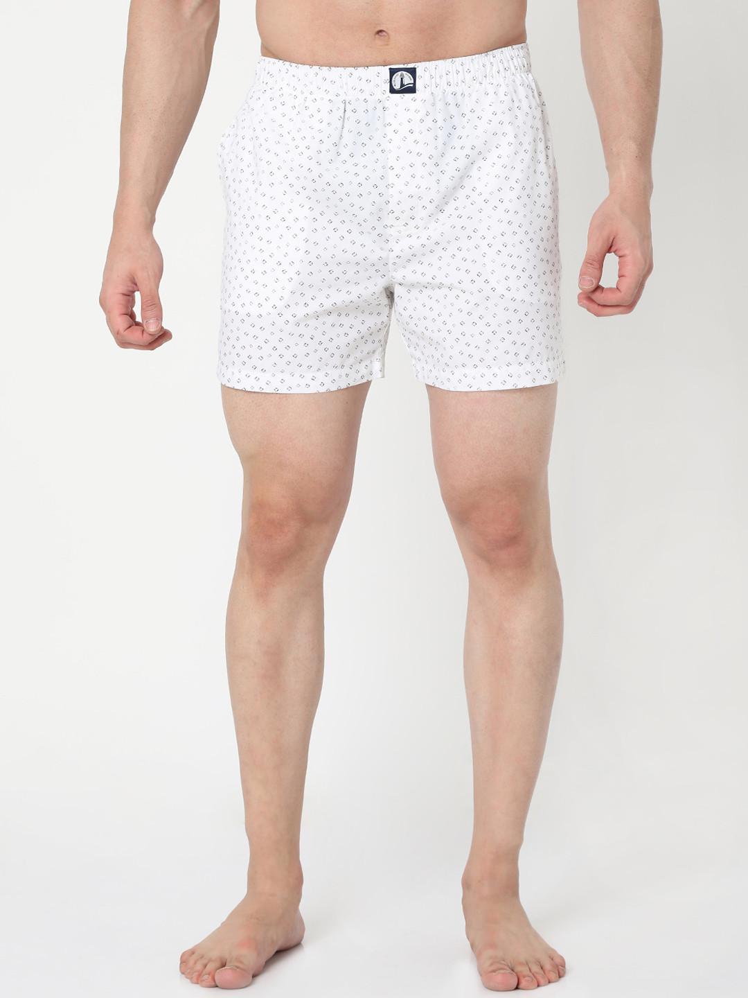 MERCHANT MARINE Men White Printed Pure Cotton Comfort Fit Boxers