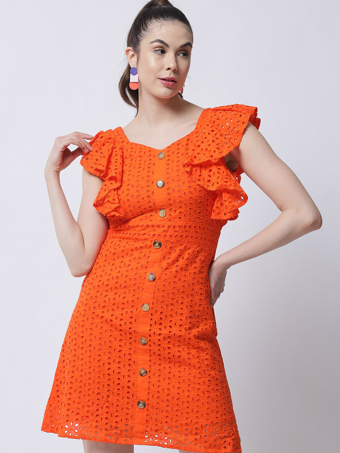 MARC LOUIS Orange A-Line Dress