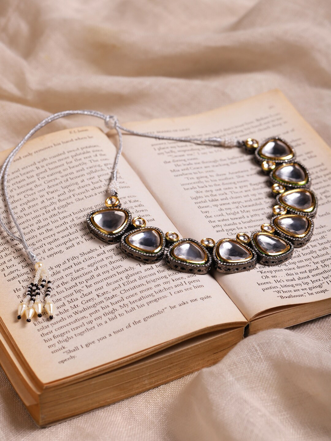 Ruby Raang Silver-Toned & Gold-Toned Brass Silver-Plated Handcrafted Necklace