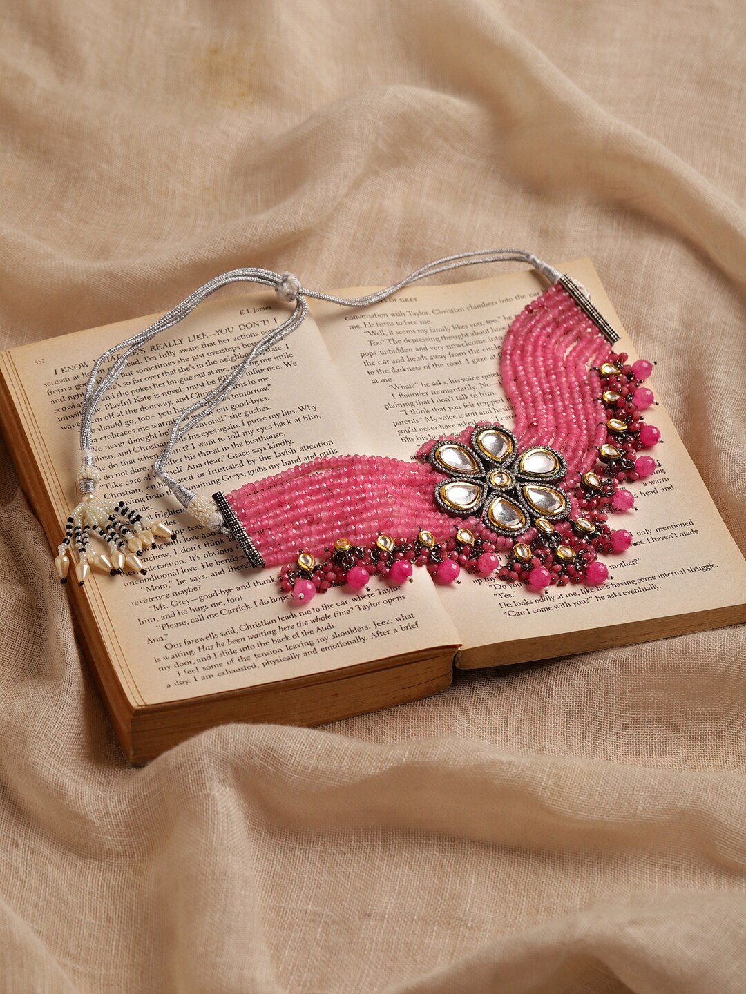 Ruby Raang Pink Brass Silver-Plated Necklace