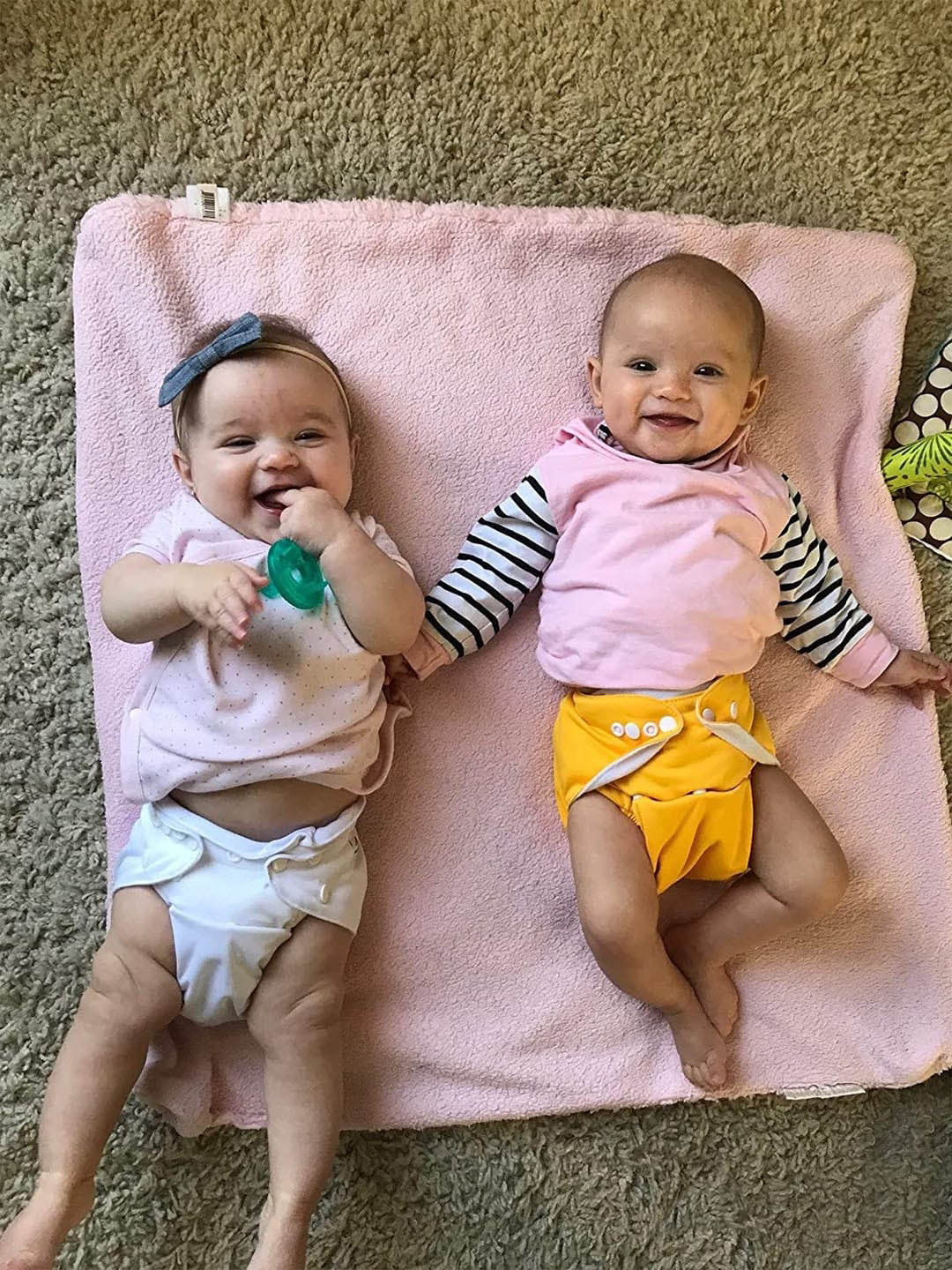 Moms Home Set of 2 Reusable Cotton Pocket Diapers With 2 Inserts