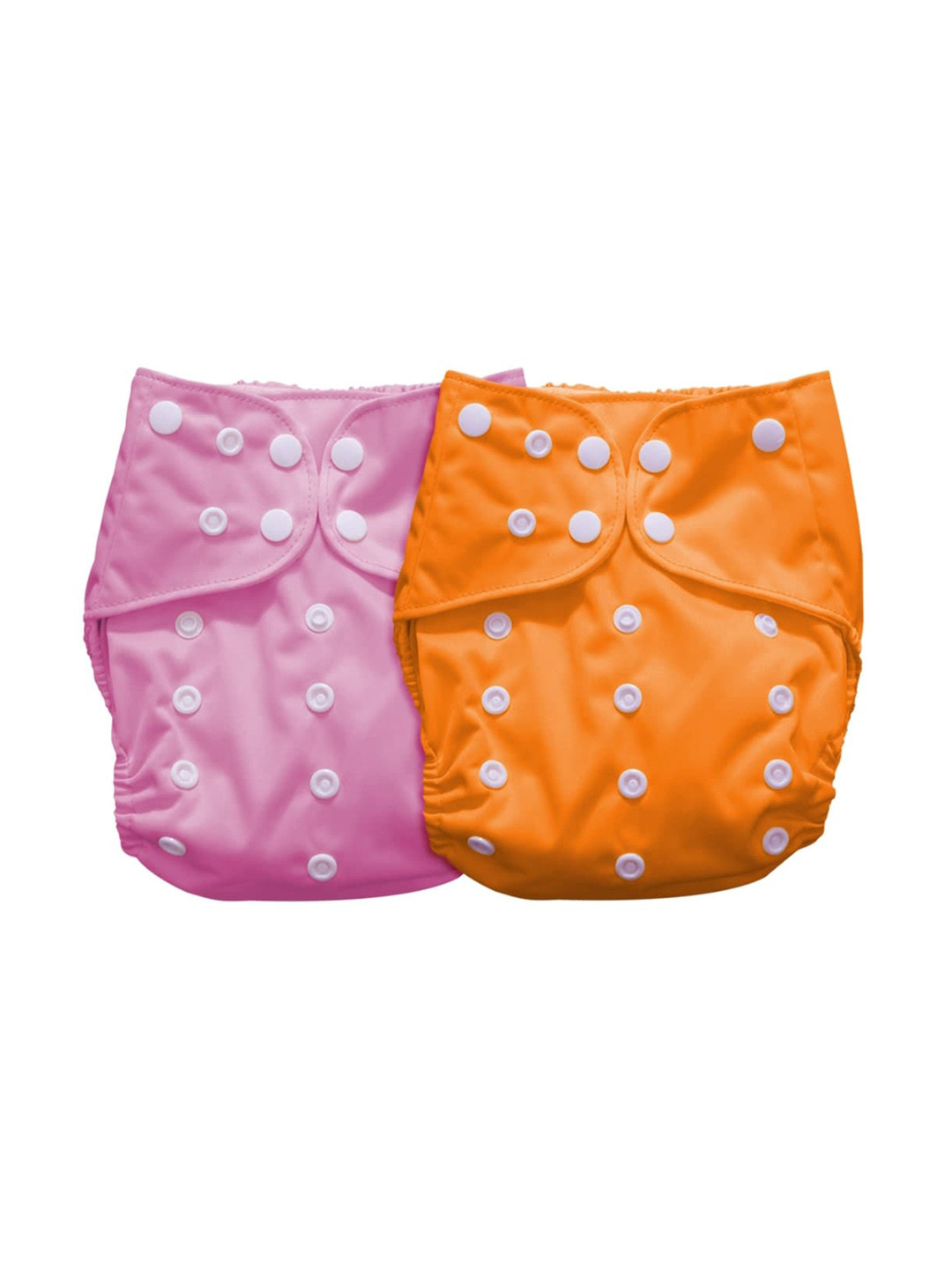 Moms Home Kids Pack Of 2 Orange & Pink Printed Reusable Cotton Pocket Diapers 2 Inserts
