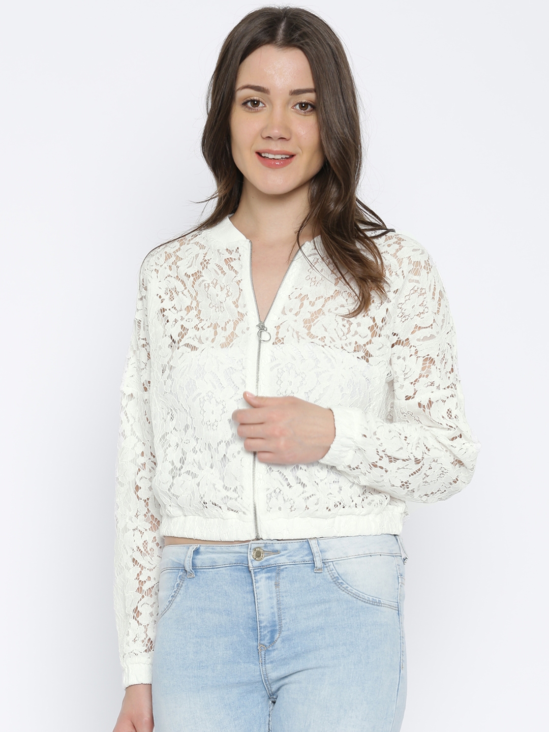Vero Moda White Lace Jacket - Jackets for Women 1757896 | Myntra