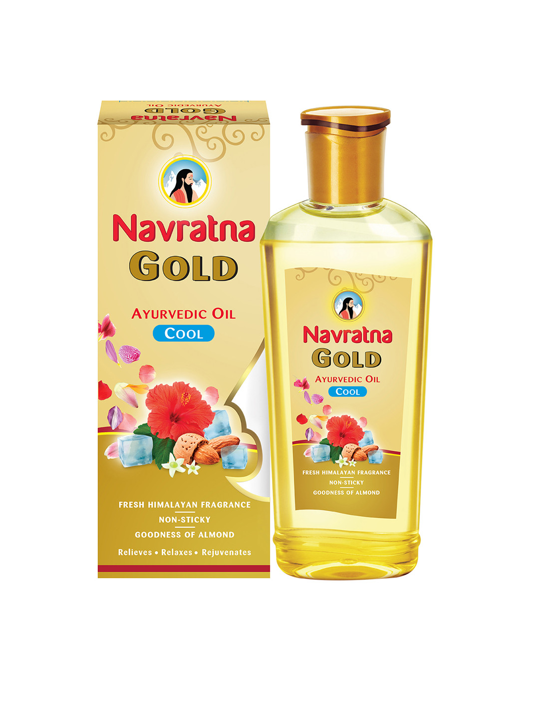 Navratna Gold Ayurvedic Non-Sticky Cool Oil with Goodness of Almonds & Fresh Lily - 300 ml