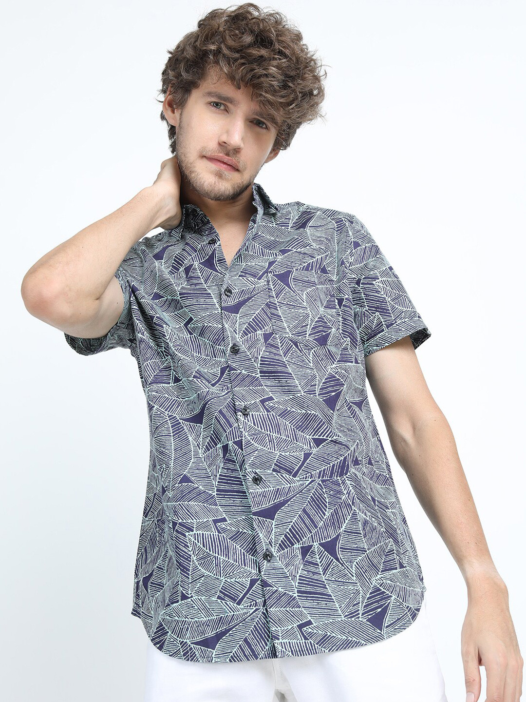 HIGHLANDER Men Purple Slim Fit Floral Printed Casual Shirt