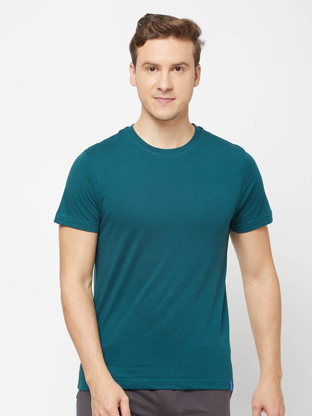 SPORTO Men Teal Regular Fit Cotton T-shirt