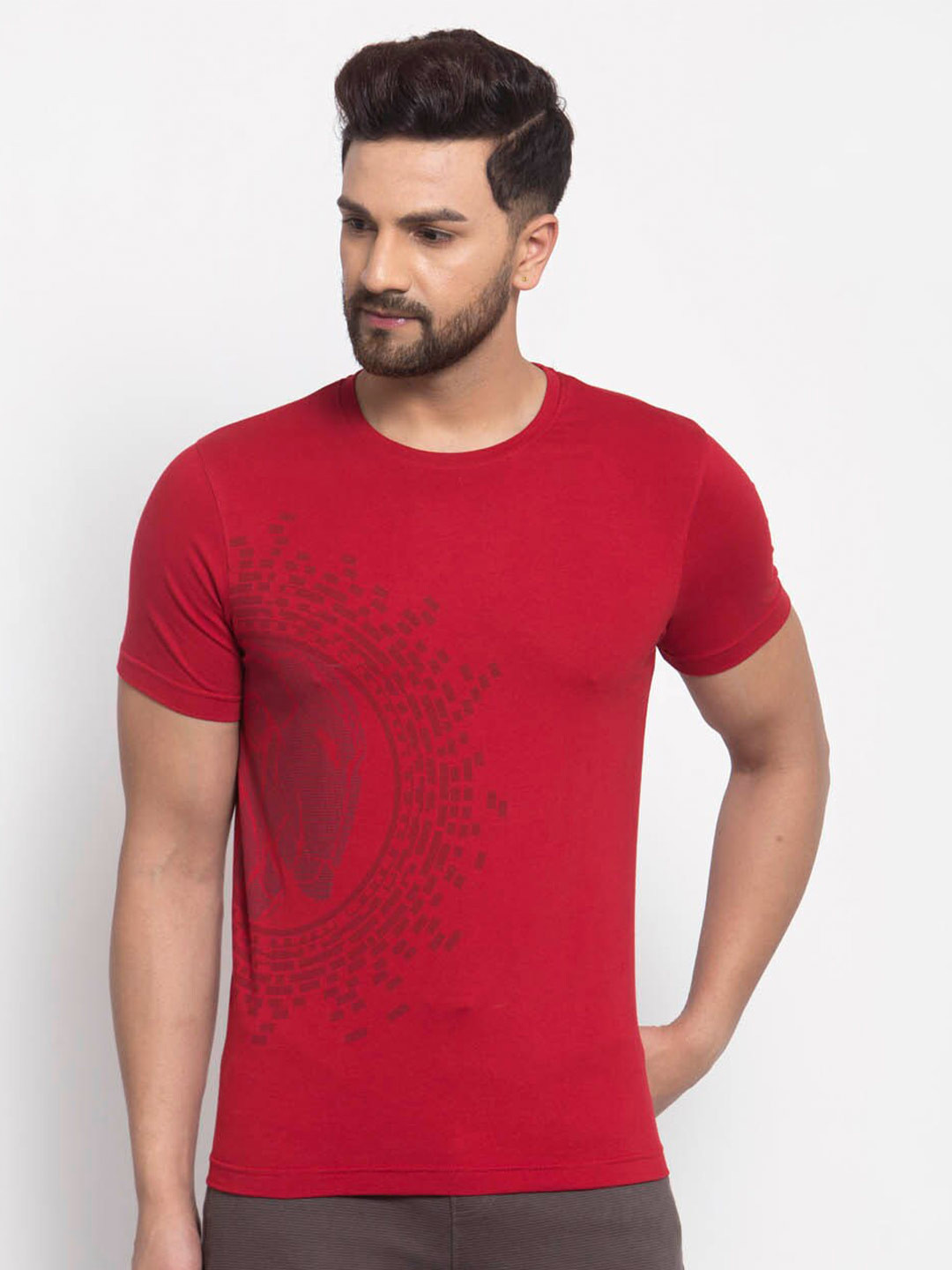 SPORTO Men Red Iron Man Printed T-shirt