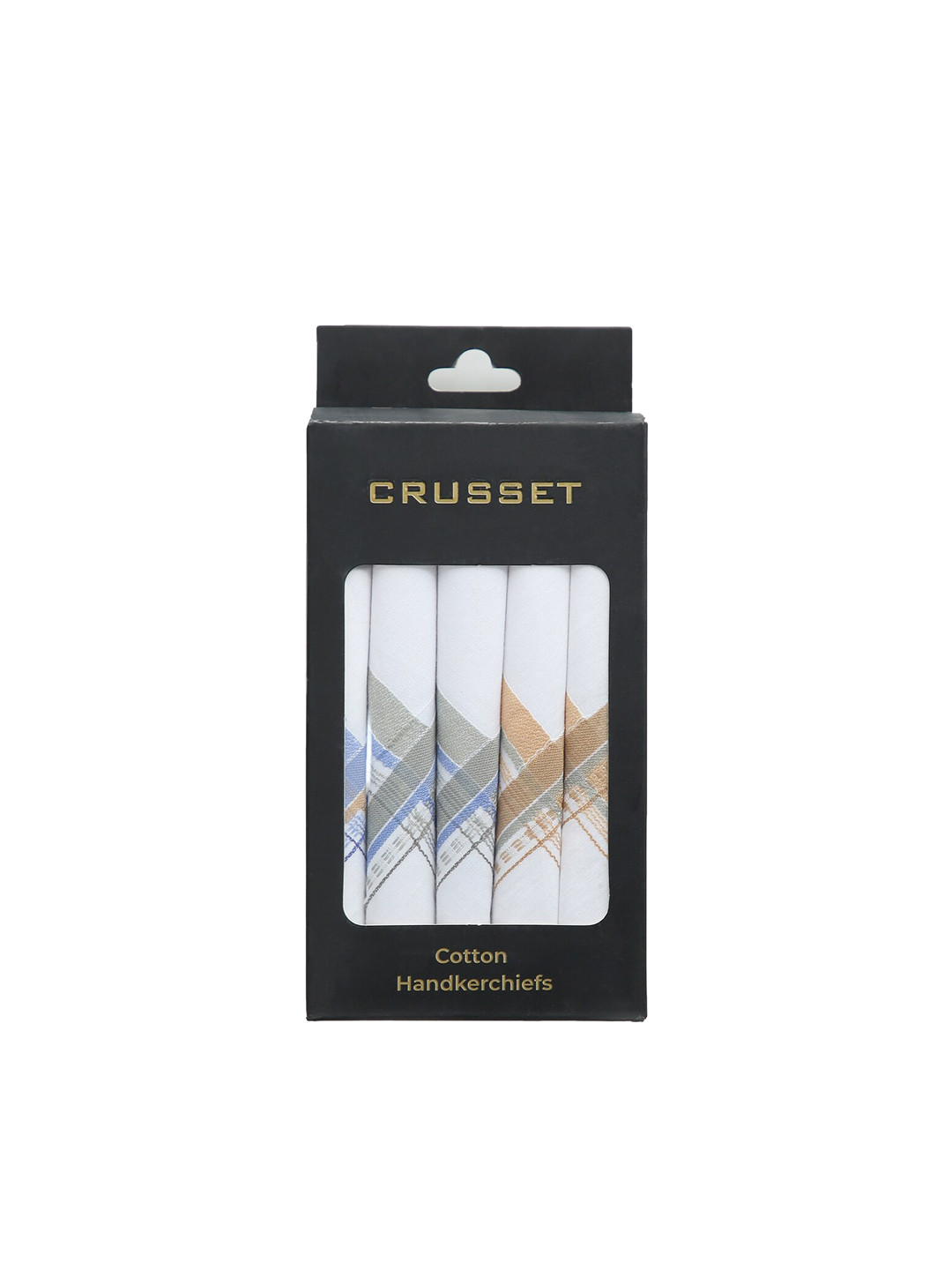 CRUSSET Men Pack of 5 White Printed Pure Cotton Handkerchiefs