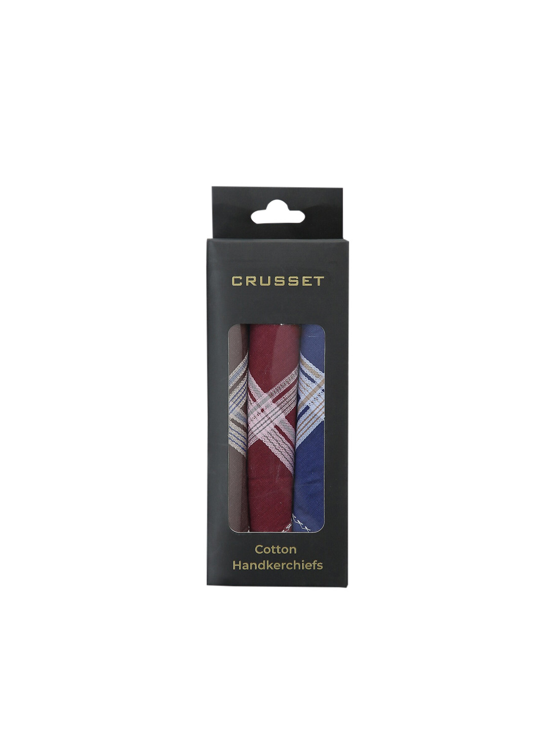 CRUSSET Men Assorted Pack of 3 Cotton Handkerchiefs