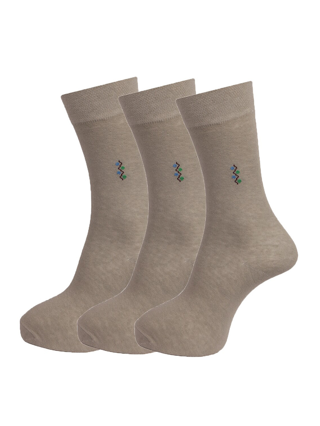 Dollar Socks Men Pack of 3 Grey Patterned Cotton Full-Length Socks