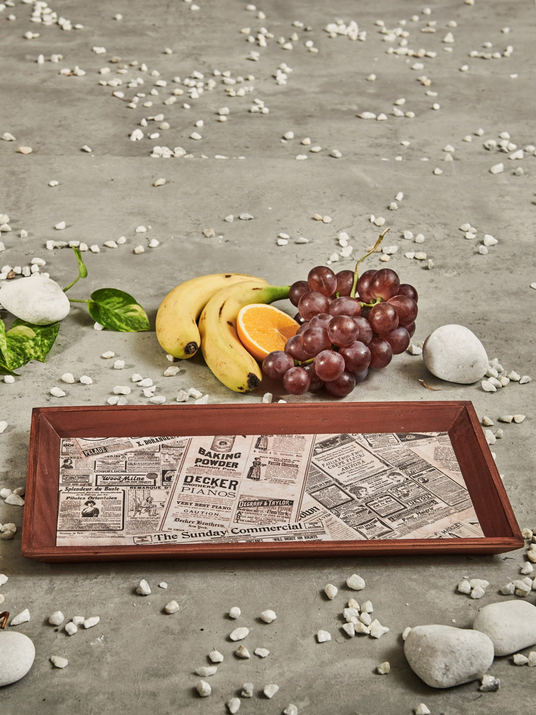 A Tiny Mistake Grey Newspaper Printed Serving Trays