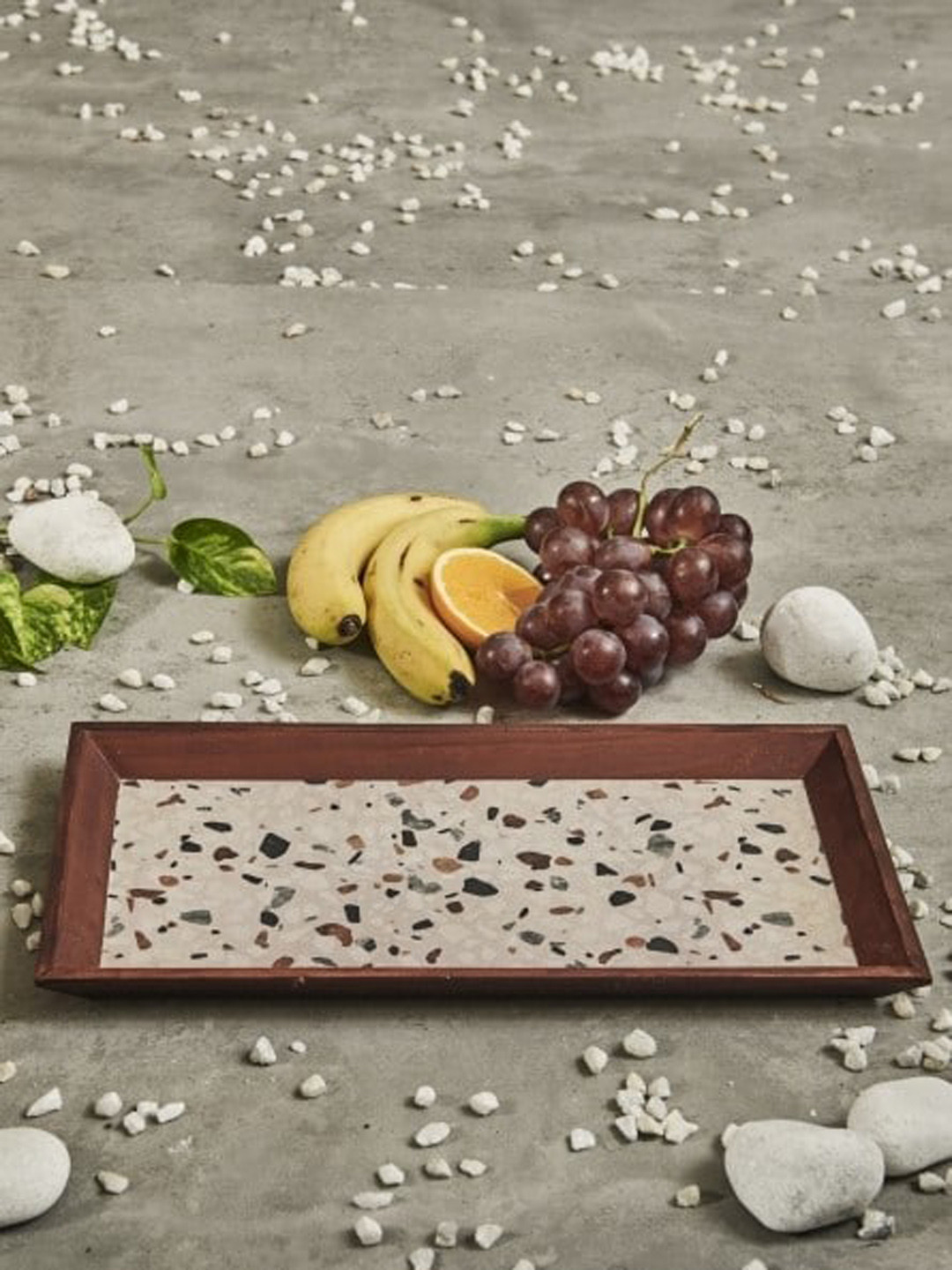A Tiny Mistake Rose-Coloured & Brown Printed Rectangle Serving Tray