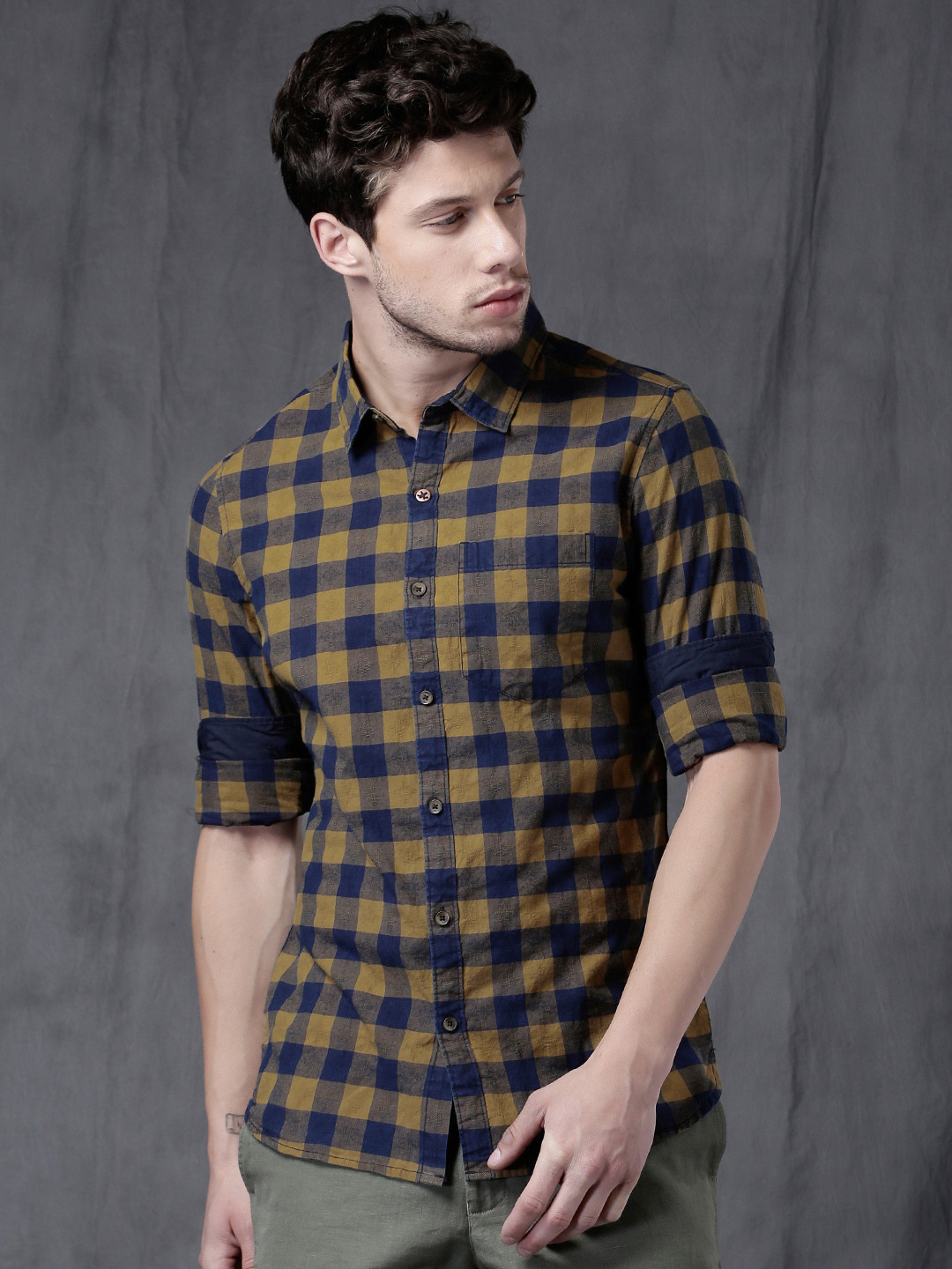 Buy WROGN Men Navy \u0026 Khaki Slim Fit 