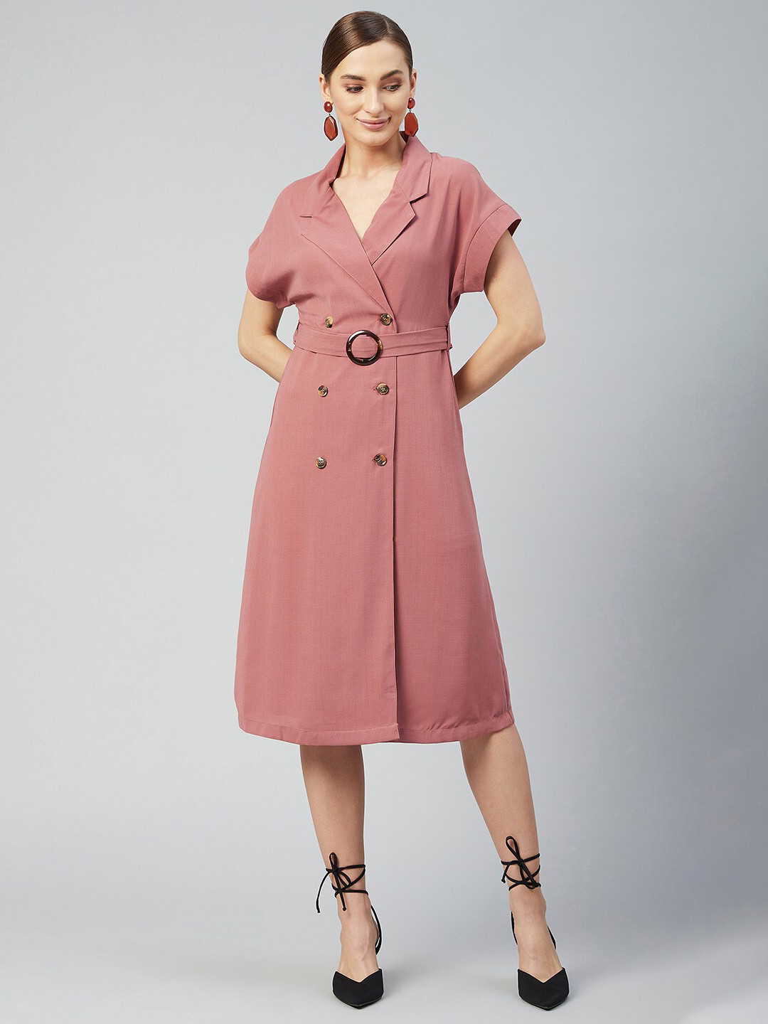Marie Claire Women Peach-Coloured Midi Dress