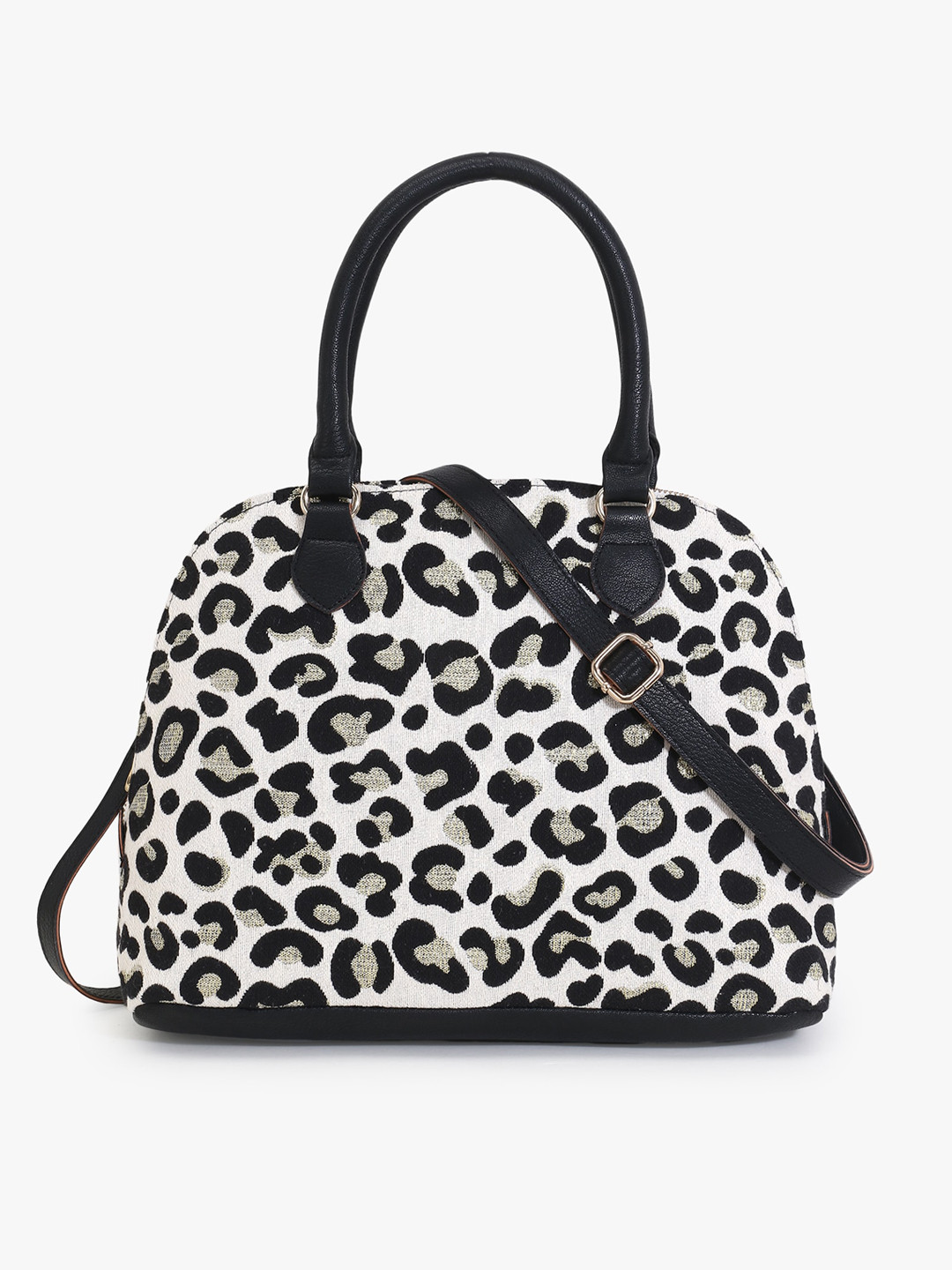 Anekaant Off White Animal Printed Oversized Shopper Handheld Bag with Cut Work