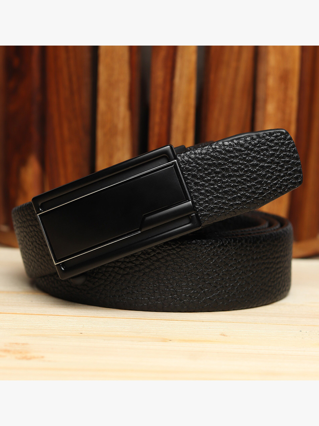 Kastner Men Black Formal Artificial Leather Textured Belt
